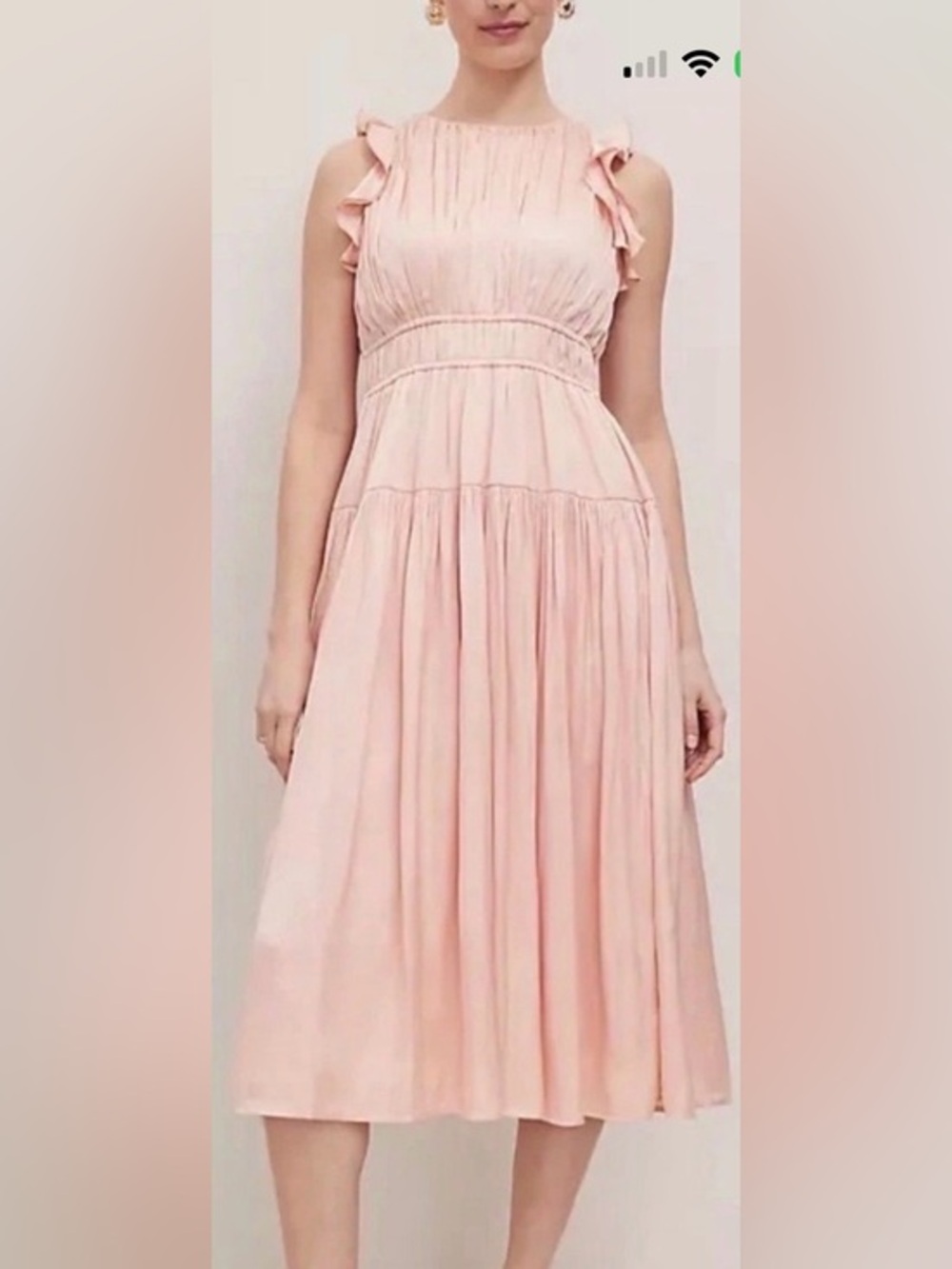 Ann Taylor Petaled Ruffle Midi Dress in Ceramic Pink NWT Size 6